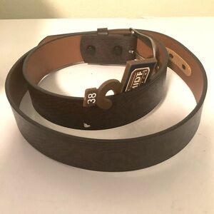C.E. SCHMIDT NWT workwear mens deer design light embossed brown leather belt 38‎